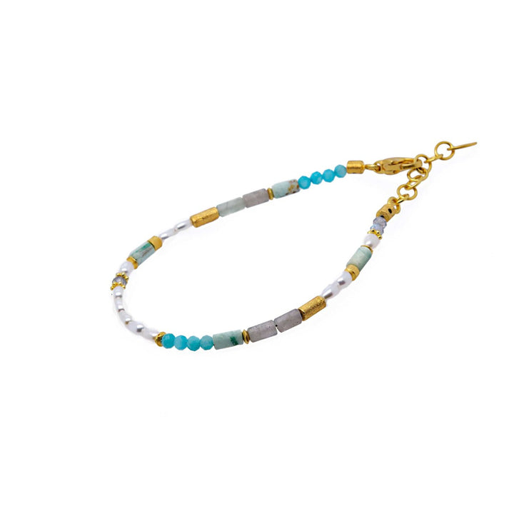 3mm, Pearl, Labradorite, Chrysocolia, Opalite 24K Gold Vermeil Bracelet - N03-2420B-Joyla-Renee Taylor Gallery