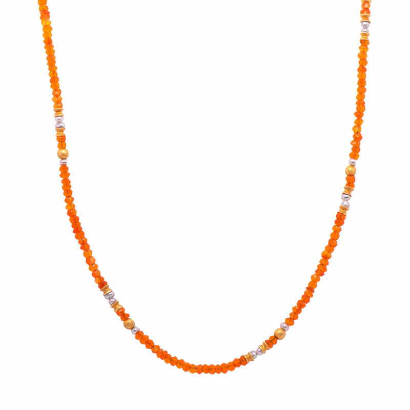 2mm Carnelian, Grey Pearls 24K Gold Vermeil Necklace-Joyla-Renee Taylor Gallery