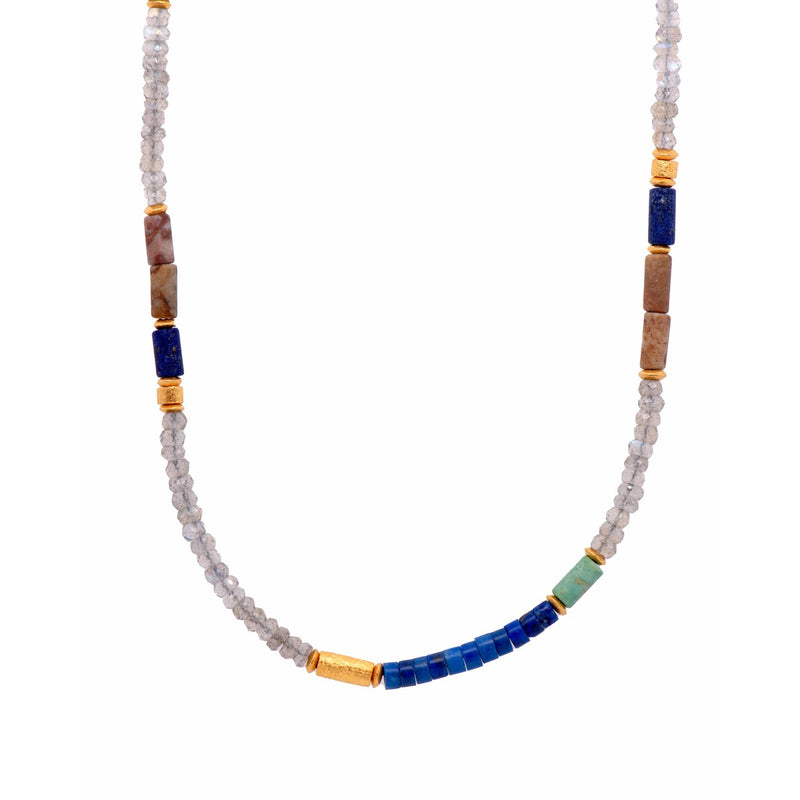 3mm Labradorite, Lapis, Chrysocolla & Jasper 24K Gold Vermeil Necklace-Joyla-Renee Taylor Gallery