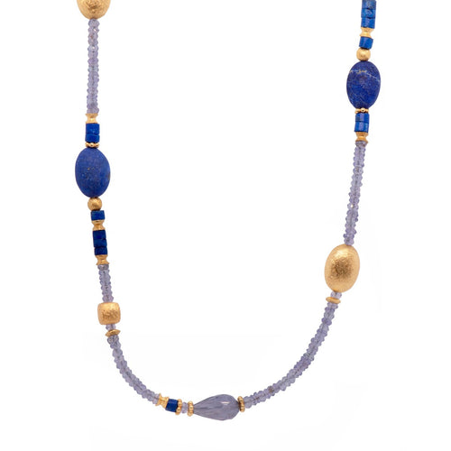 Tanzanite, Lapis & Lolite 24K Gold Vermeil Necklace-Joyla-Renee Taylor Gallery