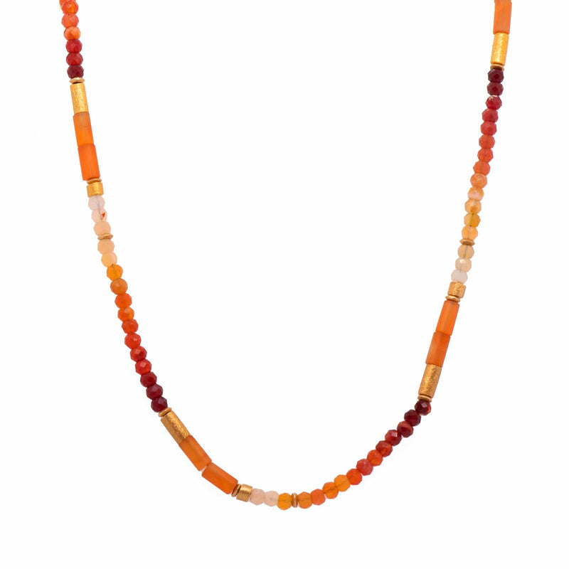 3mm Carnelian, Fire Opal 24K Gold Vermeil Necklace-Joyla-Renee Taylor Gallery