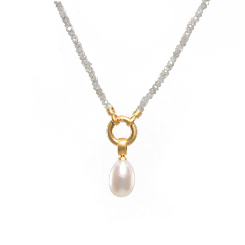 3mm Labradorite 31.5" Labradorite 24K Gold Vermeil Pendant Necklace-Joyla-Renee Taylor Gallery