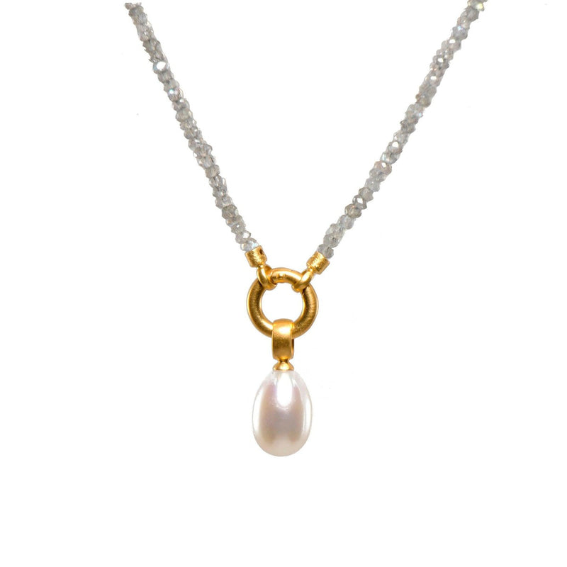 3mm Labradorite 31.5" Labradorite 24K Gold Vermeil Pendant Necklace-Joyla-Renee Taylor Gallery