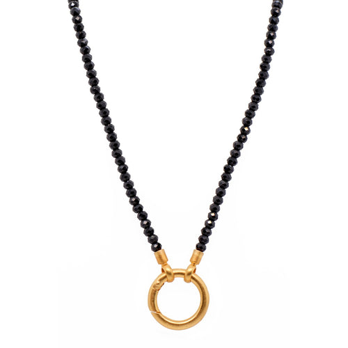 3Mm Black Spinel 17" With Ring Clasp 24K Gold Vermeil Necklace-Joyla-Renee Taylor Gallery