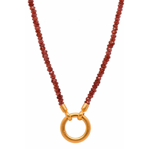 Garnet Circle 24K Gold Vermeil Necklace-Joyla-Renee Taylor Gallery