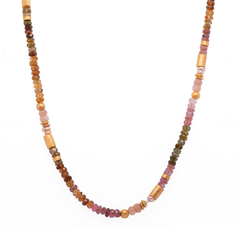 TOURMALINE, RAINBOW MOONSTONE AND PEARL 24K FAIR TRADE GOLD VERMEIL NECKLACE - N04-033000-Joyla-Renee Taylor Gallery