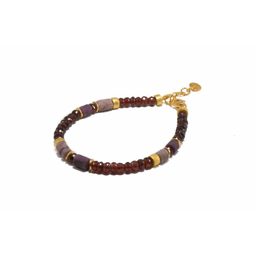 5mm Labradorite, Garnet Ruby 24K Gold Vermeil Bracelet-Joyla-Renee Taylor Gallery