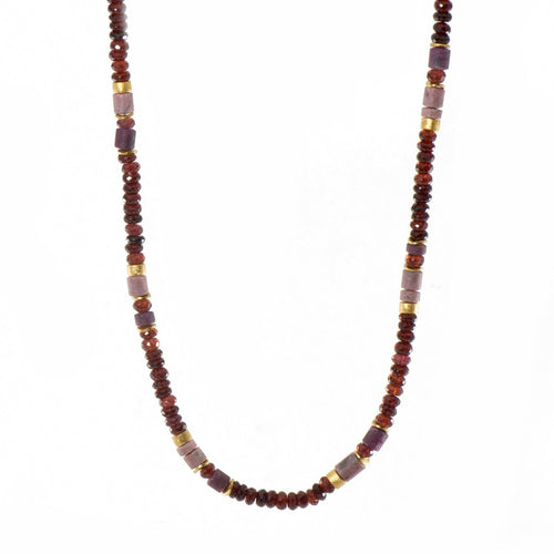 5mm Garnet, Ruby & Rhodonite 24K Gold Vermeil Necklace-Joyla-Renee Taylor Gallery