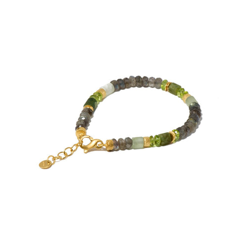 5mm Labradorite, Peridot, Prehnite 24K Gold Vermeil Bracelet - N05-090100B-Joyla-Renee Taylor Gallery