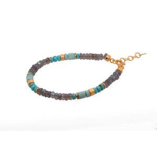5mm Labradorite & Turquoise 24K Gold Vermeil Bracelet-Joyla-Renee Taylor Gallery