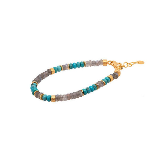 5mm Labradorite & Turquoise 24K Gold Vermeil Bracelet-Joyla-Renee Taylor Gallery