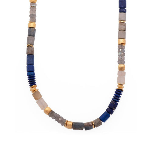 Labradorite, Lapis, Jasper & Dendrite 24K Gold Vermeil Necklace-Joyla-Renee Taylor Gallery