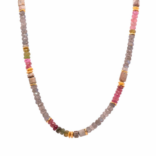 5mm Labradorite, Turmaline, Jasper 24K Gold Vermeil Necklace-Joyla-Renee Taylor Gallery