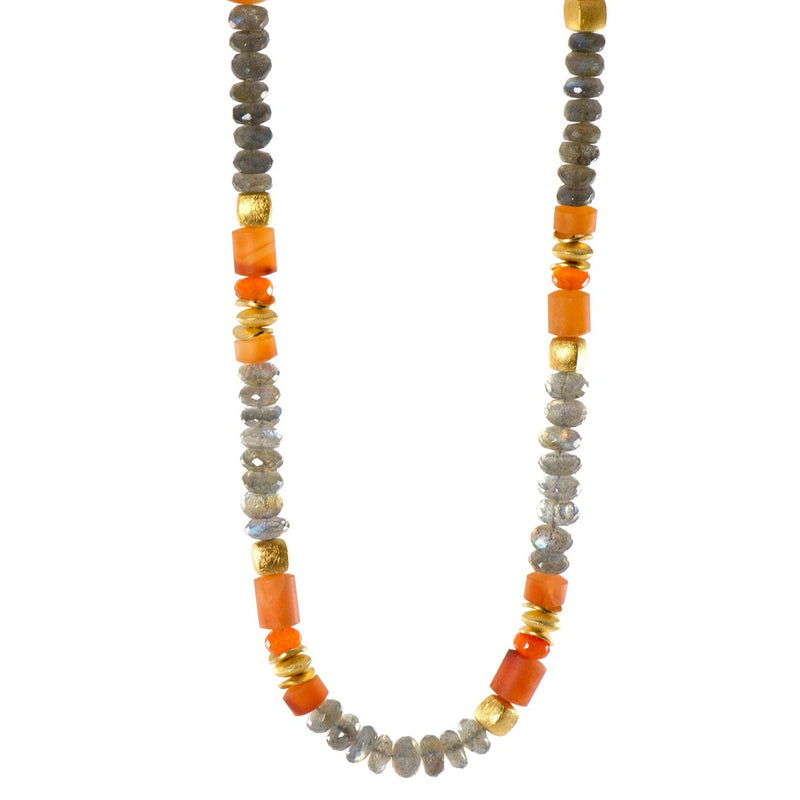 8mm Labradorite & Carnelian 24K Gold Vermeil Necklace-Joyla-Renee Taylor Gallery
