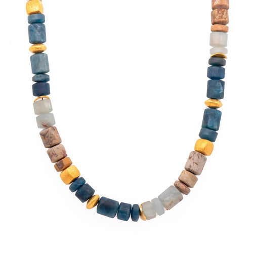 8mm Aquamarine, Apatite, Jasper, Silber 24K Gold Vermeil Necklace-Joyla-Renee Taylor Gallery