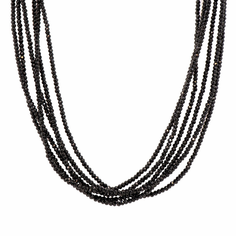 2mm, 6 Strand & Black Spinell 24K Gold Vermeil Necklace-Joyla-Renee Taylor Gallery