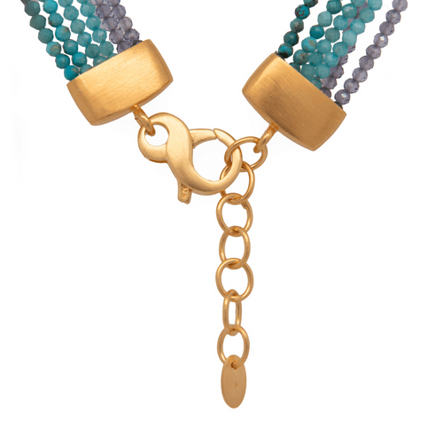2mm 6 Strand Turquoise, Amazonite & Iolite 24K Gold Vermeil Necklace-Joyla-Renee Taylor Gallery