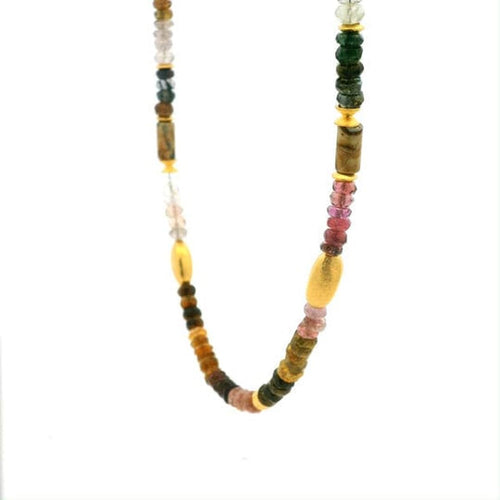 Multi Tourmaline Beaded Necklace Gold Vermeil - N4-MTM1-Joyla-Renee Taylor Gallery