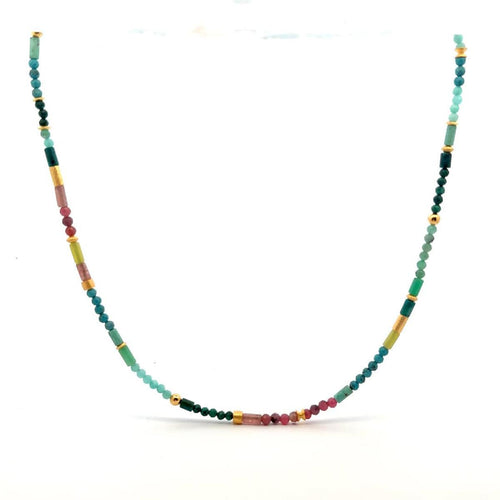 Multi Color Faceted Beaded Necklace 3MM 24K Gold Vermeil - N7-MULTI1-Joyla-Renee Taylor Gallery