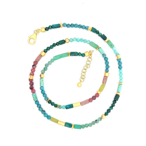 Multi Color Faceted Beaded Necklace 3MM 24K Gold Vermeil - N7-MULTI1-Joyla-Renee Taylor Gallery