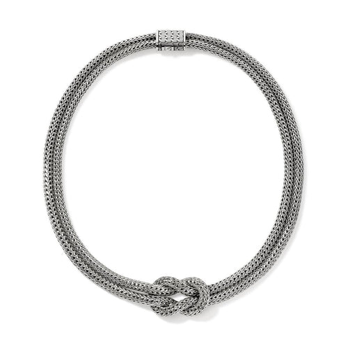 Love Knot Silver Double Chain Necklace - NB98778-John Hardy-Renee Taylor Gallery