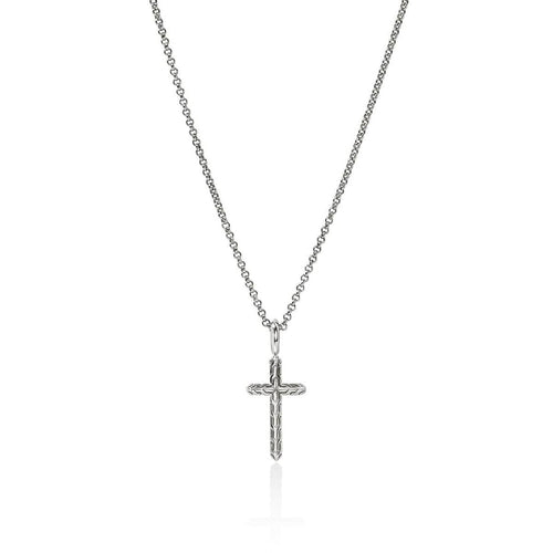 JH Essentials Silver Cross Pendant on Rolo Chain Necklace - NB989377X16-18-John Hardy-Renee Taylor Gallery