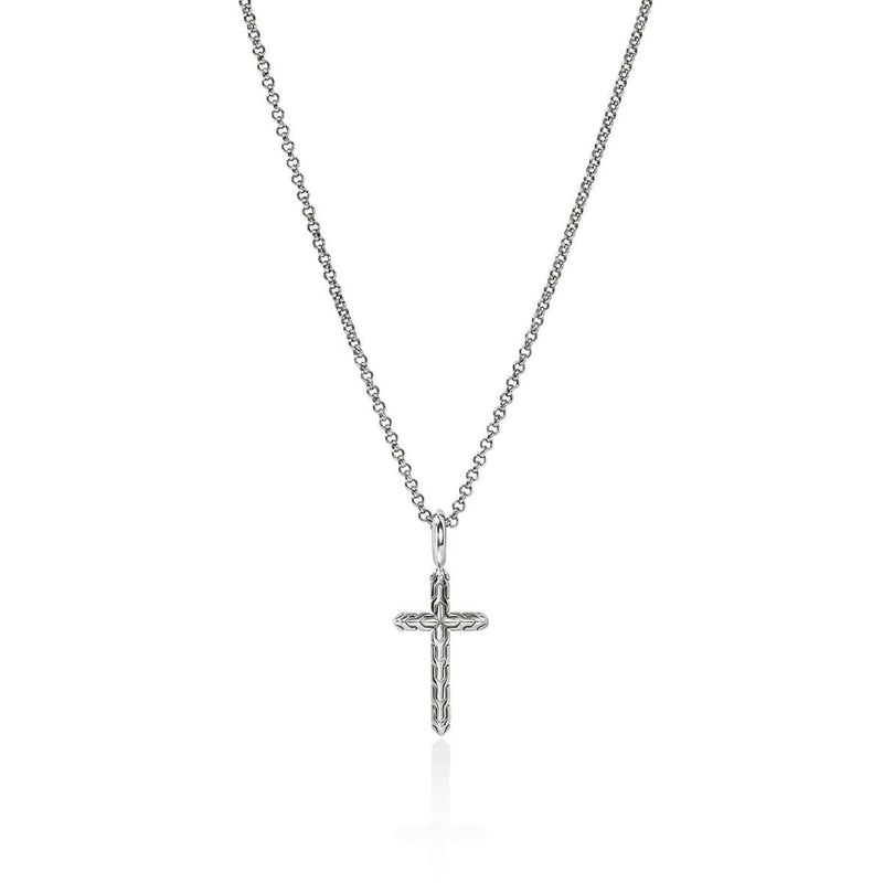 JH Essentials Silver Cross Pendant on Rolo Chain Necklace - NB989377X16-18-John Hardy-Renee Taylor Gallery