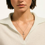 JH Essentials Silver Cross Pendant on Rolo Chain Necklace - NB989377X16-18-John Hardy-Renee Taylor Gallery