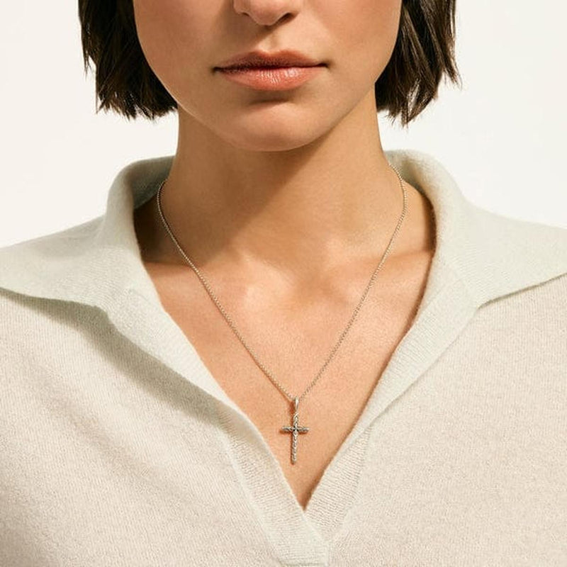 JH Essentials Silver Cross Pendant on Rolo Chain Necklace - NB989377X16-18-John Hardy-Renee Taylor Gallery