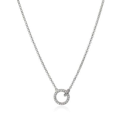 JH Essentials Silver Diamond Pave Mini Rolo Chain Interlinking Necklace - NBP987802DI-John Hardy-Renee Taylor Gallery