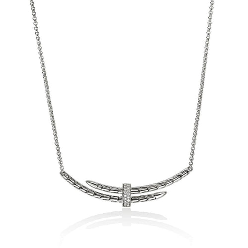 Spear Station Necklace, Sterling Silver, Diamonds - NBP989592DIX16-18-John Hardy-Renee Taylor Gallery