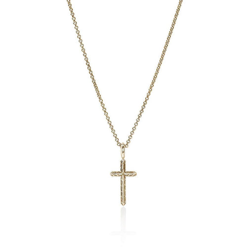 JH Essentials 14K Gold Cross Pendant on Rolo Chain Necklace - NGG989377X16-18-John Hardy-Renee Taylor Gallery