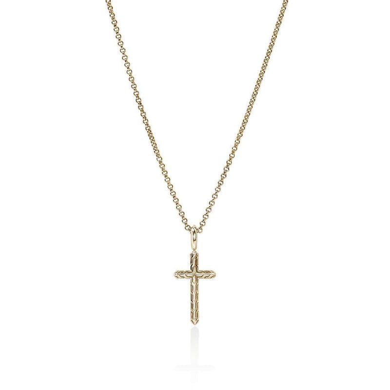 JH Essentials 14K Gold Cross Pendant on Rolo Chain Necklace - NGG989377X16-18-John Hardy-Renee Taylor Gallery
