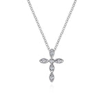 14K White Gold Marquise Shaped Diamond Cross Necklace - NK2210W45JJ-Gabriel & Co.-Renee Taylor Gallery