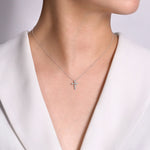 14K White Gold Marquise Shaped Diamond Cross Necklace - NK2210W45JJ-Gabriel & Co.-Renee Taylor Gallery