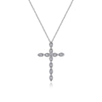 14K White Gold Segmented Diamond Cross Necklace - NK2211W45JJ-Gabriel & Co.-Renee Taylor Gallery