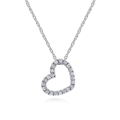 14K White Gold Pavé Diamond Open Heart Necklace - NK2239W45JJ-Gabriel & Co.-Renee Taylor Gallery