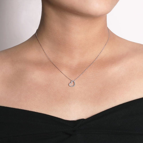 14K White Gold Pavé Diamond Open Heart Necklace - NK2239W45JJ-Gabriel & Co.-Renee Taylor Gallery