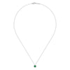 14K White Gold Emerald and Diamond Halo Pendant Necklace - NK2824W45EA-Gabriel & Co.-Renee Taylor Gallery