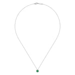 14K White Gold Emerald and Diamond Halo Pendant Necklace - NK2824W45EA-Gabriel & Co.-Renee Taylor Gallery