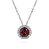 14K White Gold Garnet and Diamond Halo Pendant Necklace - NK2824W45GN-Gabriel & Co.-Renee Taylor Gallery