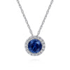 14K White Gold Sapphire and Diamond Halo Pendant Necklace - NK2824W45SA-Gabriel & Co.-Renee Taylor Gallery