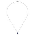 14K White Gold Sapphire and Diamond Halo Pendant Necklace - NK2824W45SA-Gabriel & Co.-Renee Taylor Gallery