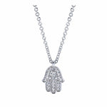 14K White Gold 18" Pavé Diamond Hamsa Pendant Necklace - NK3334W45JJ-Gabriel & Co.-Renee Taylor Gallery