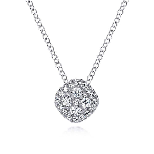 14K White Gold 18" Diamond Pavé Cushion Pendant Necklace - NK3798W45JJ-Gabriel & Co.-Renee Taylor Gallery