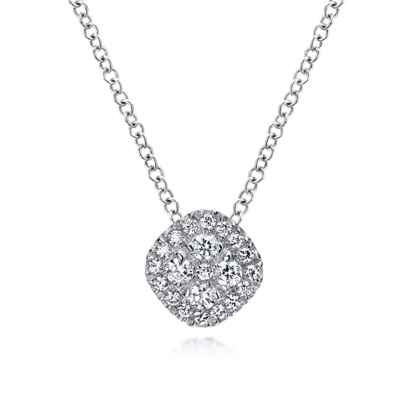 14K White Gold 18" Diamond Pavé Cushion Pendant Necklace - NK3798W45JJ-Gabriel & Co.-Renee Taylor Gallery