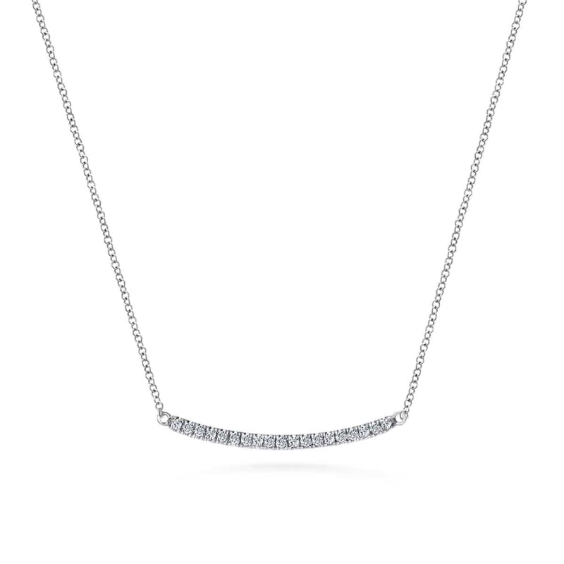 14K White Gold 18" Diamond Pavé Curved Bar Necklace - NK4273W45JJ-Gabriel & Co.-Renee Taylor Gallery