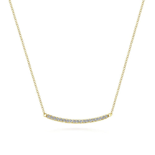 14K Yellow Gold 18" Diamond Pavé Curved Bar Necklace - NK4273Y45JJ-Gabriel & Co.-Renee Taylor Gallery