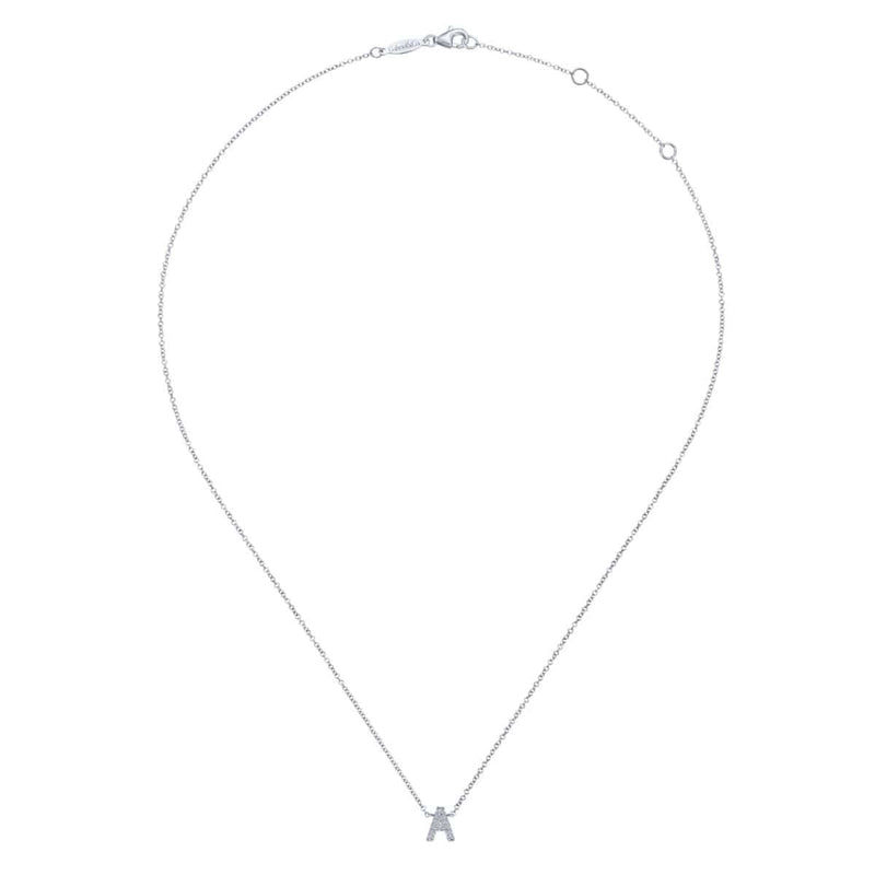 14K White Gold Diamond A Initial Pendant Necklace - NK4577A-W45JJ-Gabriel & Co.-Renee Taylor Gallery