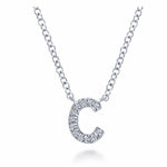 14K White Gold Diamond C Initial Pendant Necklace - NK4577C-W45JJ-Gabriel & Co.-Renee Taylor Gallery